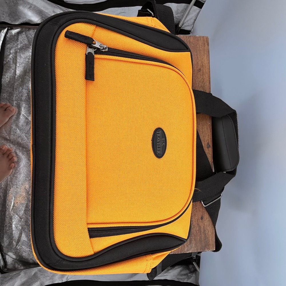 U.S. Traveler Carry On Flight Bag Orange Black Personal Item Travel Tote